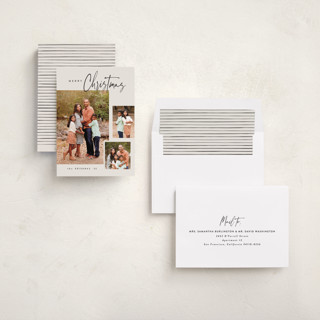 This is a ivory holiday photo cards with standard by Carolyn Nicks called written out printing on recycled smooth signature in standard