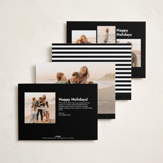 This is a tuxedo holiday photo cards with standard by Annie Shapiro called primrose printing on recycled smooth signature in standard