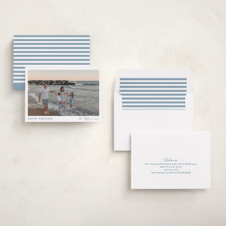 This is a lake holiday photo cards with standard by Annie Shapiro called primrose printing on recycled smooth signature in standard