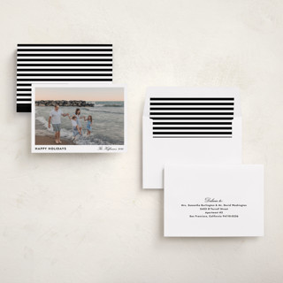 This is a tuxedo holiday photo cards with standard by Annie Shapiro called primrose printing on recycled smooth signature in standard