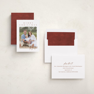 This is a wine holiday photo cards with standard by Ekko Studio called merry & minimal printing on recycled smooth signature in standard