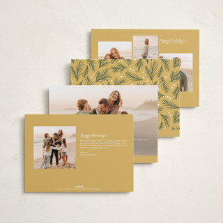 This is a golden holiday photo cards with standard by Everett Paper Goods called simply delighted printing on recycled smooth signature in standard