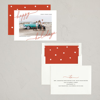 This is a pumpkin holiday photo cards with standard by Ekko Studio called playful corners printing on recycled smooth signature in standard