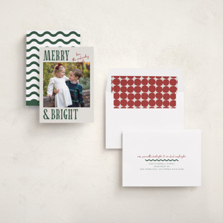 This is a pine needle holiday photo cards with standard by Kelly Watkins called merry modern printing on recycled smooth signature in standard