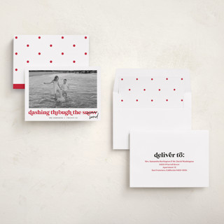 This is a candy cane holiday photo cards with standard by Louise Kay called dashing holiday printing on recycled smooth signature in standard