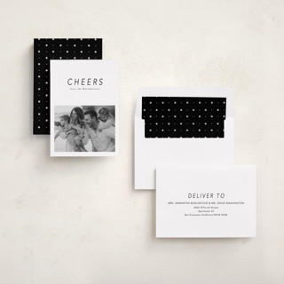 This is a charcoal holiday photo cards with standard by Lucrecia Caporale called aera printing on recycled smooth signature in standard