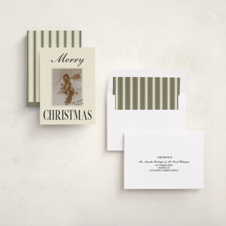 This is a coal holiday photo cards with standard by Helena Vitto called a classic christmas printing on recycled smooth signature in standard