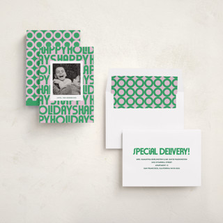 This is a candy holiday photo cards with standard by Up Up Creative called letters printing on recycled smooth signature in standard