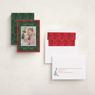 This is a pine holiday photo cards with standard by Amy Kross called durham printing on recycled smooth signature in standard