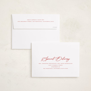 This is a cardinal holiday photo cards with standard by Melanie Kosuge called merry monoline printing on recycled smooth signature in standard