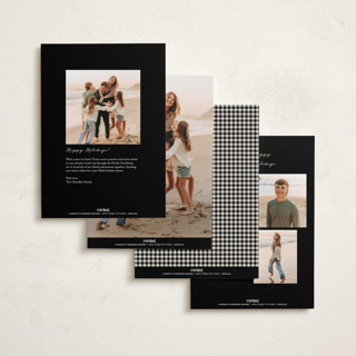 This is a coal holiday photo cards with standard by Emily Betts called gingham vintage printing on recycled smooth signature in standard