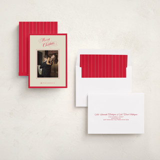 This is a poinsettia holiday photo cards with standard by Jen Ramsey called christmas elegance printing on recycled smooth signature in standard