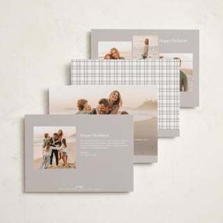 This is a tan holiday photo cards with standard by Ashley Presutti Beasley called traditional plaid printing on recycled smooth signature in standard