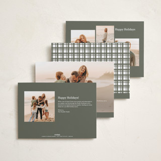 This is a sage holiday photo cards with standard by Ashley Presutti Beasley called traditional plaid printing on recycled smooth signature in standard