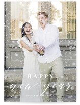 This is a white holiday photo card by Roxy Cervantes called Merrily Married with standard printing on recycled smooth signature in standard.