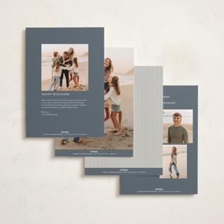 This is a dusty blue holiday photo cards with standard by Jennifer Postorino called delicate printing on recycled smooth signature in standard