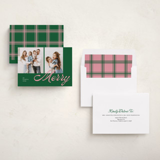 This is a evergreen holiday photo cards with standard by Catherine Culvenor called sporty merry printing on recycled smooth signature in standard