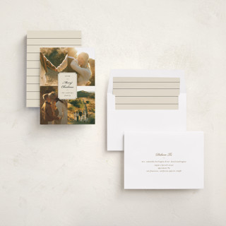 This is a eggnog holiday photo cards with standard by Ashley Iwafuchi called vintage wishes printing on recycled smooth signature in standard