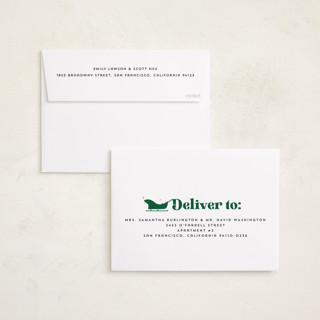 This is a elf holiday photo cards with standard by Corinne Malesic called sleighing it printing on recycled smooth signature in standard