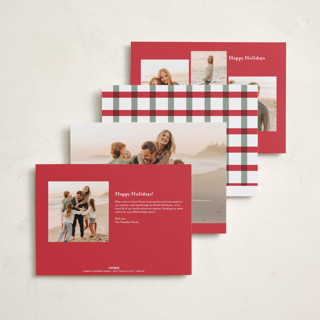 This is a poinsettia holiday photo cards with standard by Kat Roberts called nice pup printing on recycled smooth signature in standard