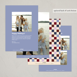 This is a periwinkle holiday photo cards with standard by Annie Clark called headline printing on recycled smooth signature in standard