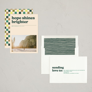This is a spruce holiday photo cards with standard by Annie Clark called headline printing on recycled smooth signature in standard
