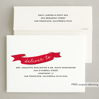 This is a crimson holiday photo cards with standard by Jennifer Lew called spool printing on recycled smooth signature in standard