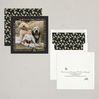 This is a charcoal holiday photo cards with standard by Lissabeth Anglin called letter border printing on recycled smooth signature in standard