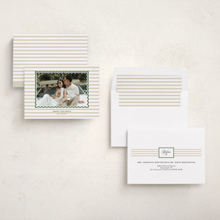 This is a gingerbread holiday photo cards with standard by Danie Romrell called tagged stripes printing on recycled smooth signature in standard