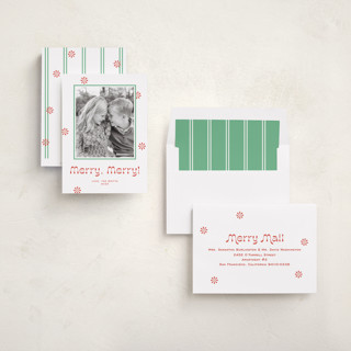 This is a candy cane holiday photo cards with standard by Megan Davis called peppermint printing on recycled smooth signature in standard
