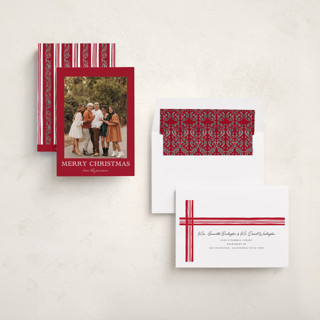 This is a cherry holiday photo cards with standard by Chris Griffith called engraved holiday printing on recycled smooth signature in standard