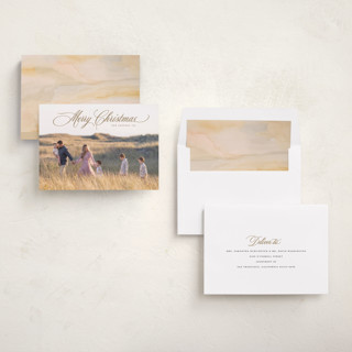 This is a sand holiday photo cards with standard by Christy Hy Lee called classically printing on recycled smooth signature in standard