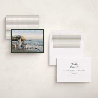 This is a pine holiday photo cards with standard by Pixel and Hank called dispatch printing on recycled smooth signature in standard