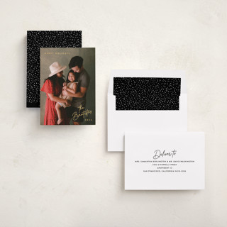 This is a candle glow holiday photo cards with standard by Hooray Creative called sans and signature printing on recycled smooth signature in standard