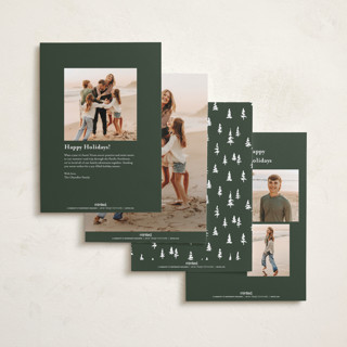 This is a forest holiday photo cards with standard by Everett Paper Goods called among the pines printing on recycled smooth signature in standard