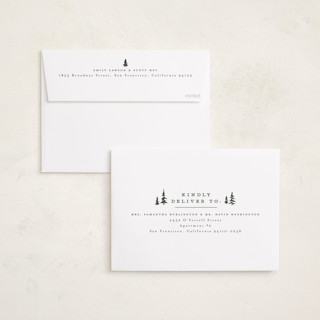 This is a forest holiday photo cards with standard by Everett Paper Goods called among the pines printing on recycled smooth signature in standard