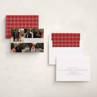 This is a poinsettia holiday photo cards with standard by Brianne Larsen called simple five printing on recycled smooth signature in standard