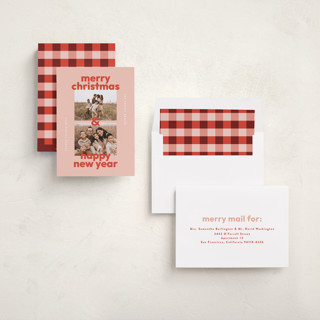This is a candy cane holiday photo cards with standard by Lisa McLean called bold stack printing on recycled smooth signature in standard