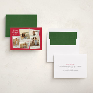This is a santa suit holiday photo cards with standard by Kamala Nahas called insta joy printing on recycled smooth signature in standard