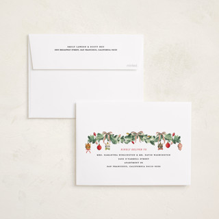 This is a vintage holiday photo cards with standard by Sarah Knight called meowy christmas printing on recycled smooth signature in standard