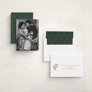 This is a halo holiday photo cards with standard by Kacey Kendrick Wagner called merry embrace printing on recycled smooth signature in standard