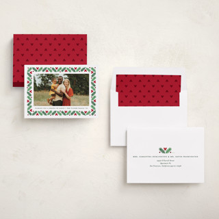 This is a holly holiday photo cards with standard by Erica Krystek called disney's modern mickey holly printing on recycled smooth signature in standard