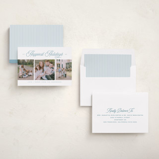 This is a ice holiday photo cards with standard by Kristie Kern called the magnolia printing on recycled smooth signature in standard