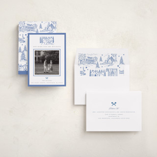 This is a blue jay holiday photo cards with standard by Teju Reval called festive home printing on recycled smooth signature in standard