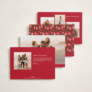 This is a cranberry holiday photo cards with standard by Janean Hinger called merrily printing on recycled smooth signature in standard
