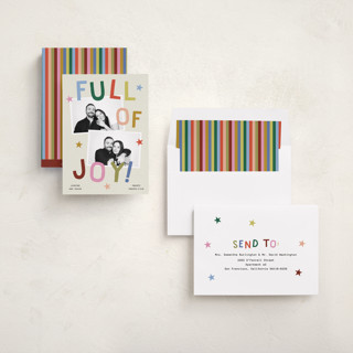 This is a jubilant holiday photo cards with standard by Kercia Jane called full of joy (& cheer) printing on recycled smooth signature in standard