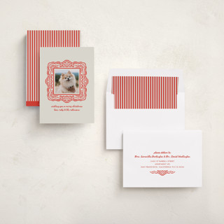 This is a berry holiday photo cards with standard by mo kelley called friendly frame printing on recycled smooth signature in standard