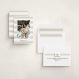 This is a gingerbread holiday photo cards with standard by Danie Romrell called tagged stripes printing on recycled smooth signature in standard