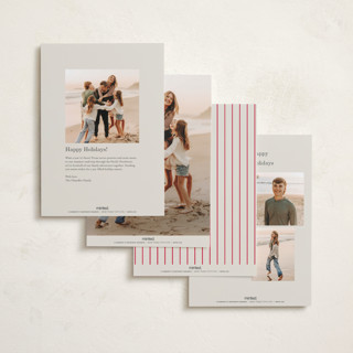 This is a champagne holiday photo cards with standard by Baumbirdy called colorful stripes printing on recycled smooth signature in standard