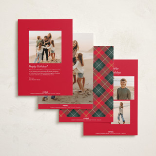 This is a crimson holiday photo cards with standard by Amy Payne called fa la la la late printing on recycled smooth signature in standard